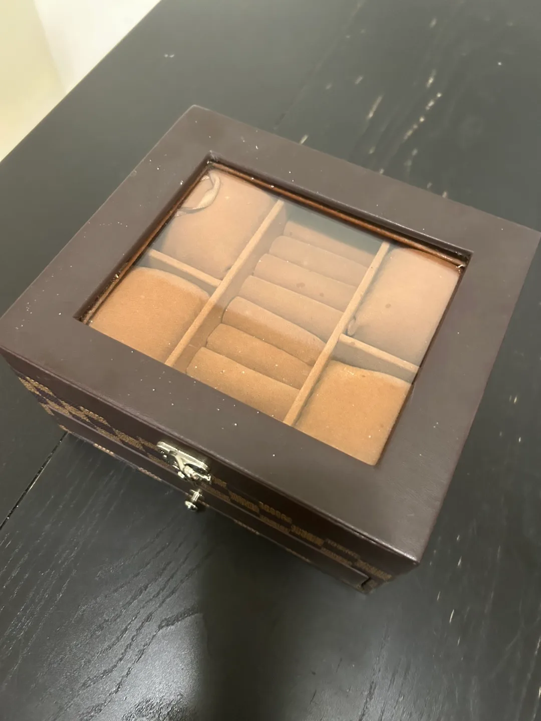 Brown Checkered Pattern Jewelry Box thumbnail