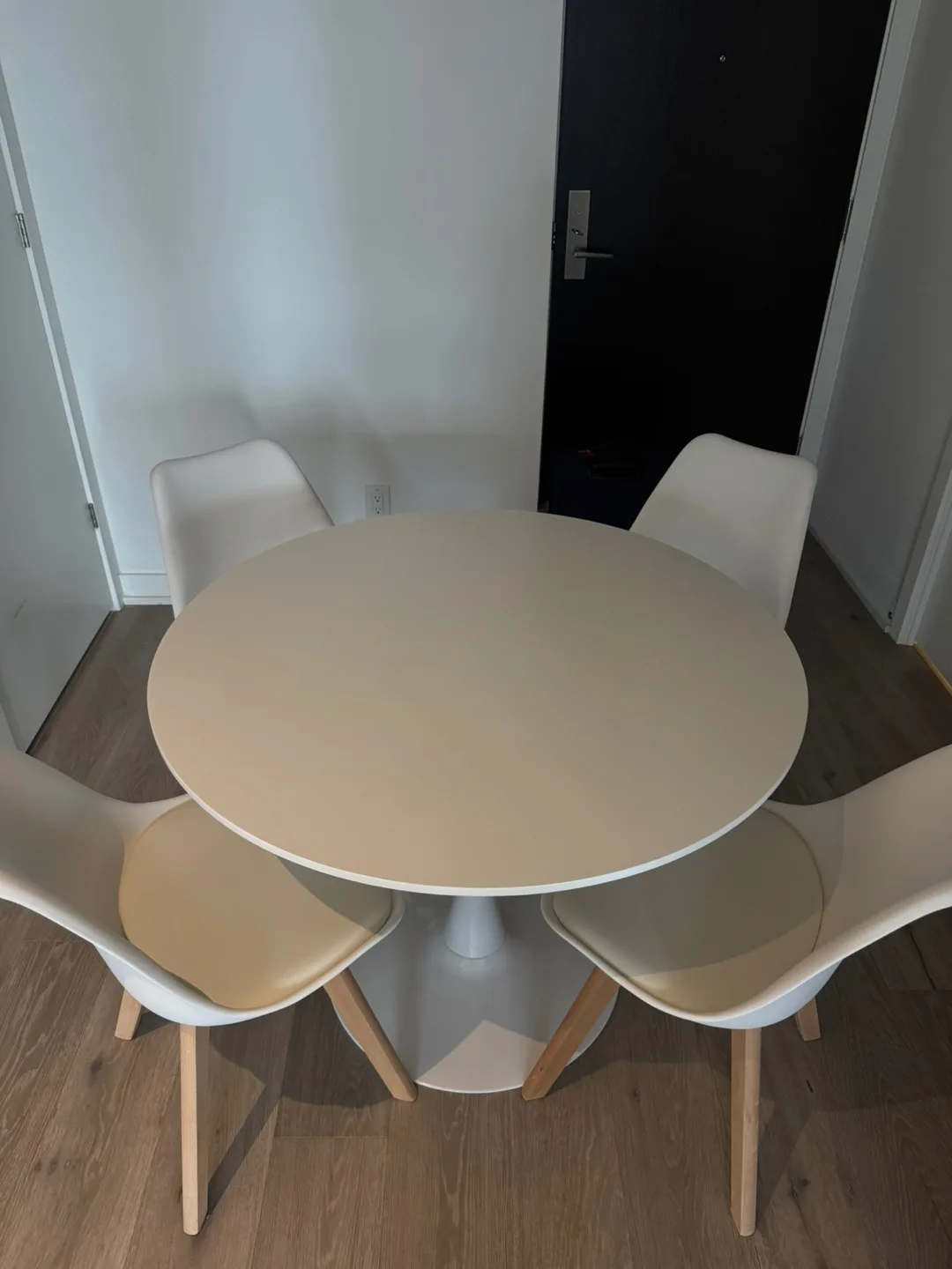 Round Dining Table with 4 Chairs - White thumbnail
