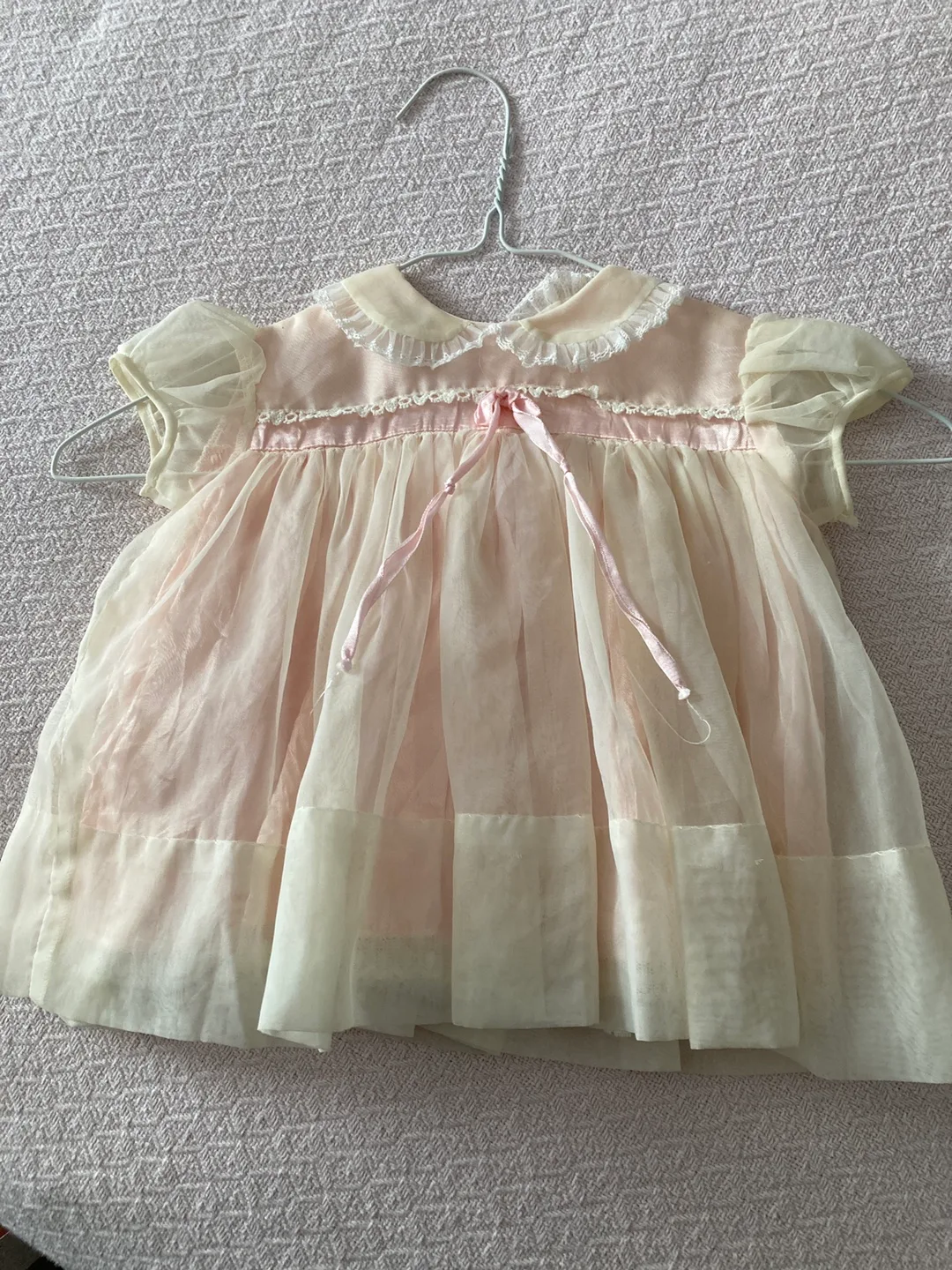 Vintage Baby Dress - Pink & White thumbnail
