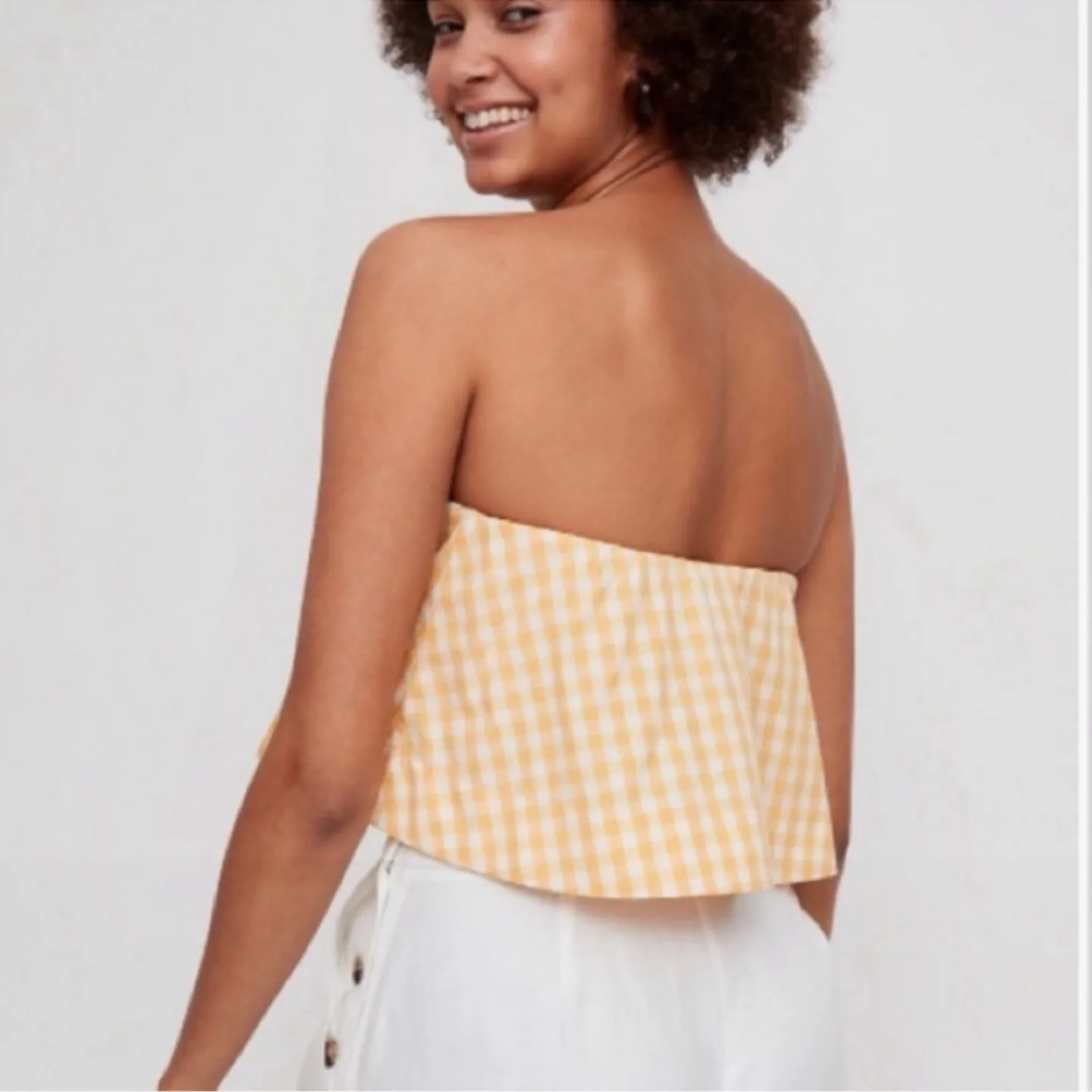 Aritzia Bonaventure Blouse Yellow and White Gingham - small image indicator(2)
