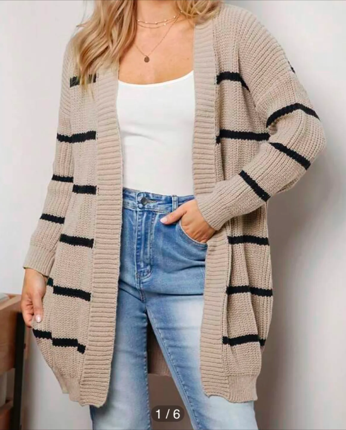 Shein Striped Knit Cardigan thumbnail