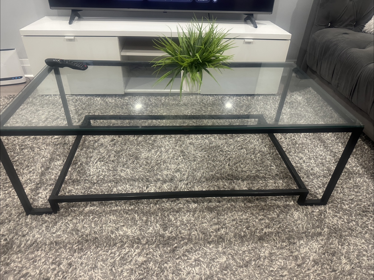 Glass Top Coffee Table - Black Frame