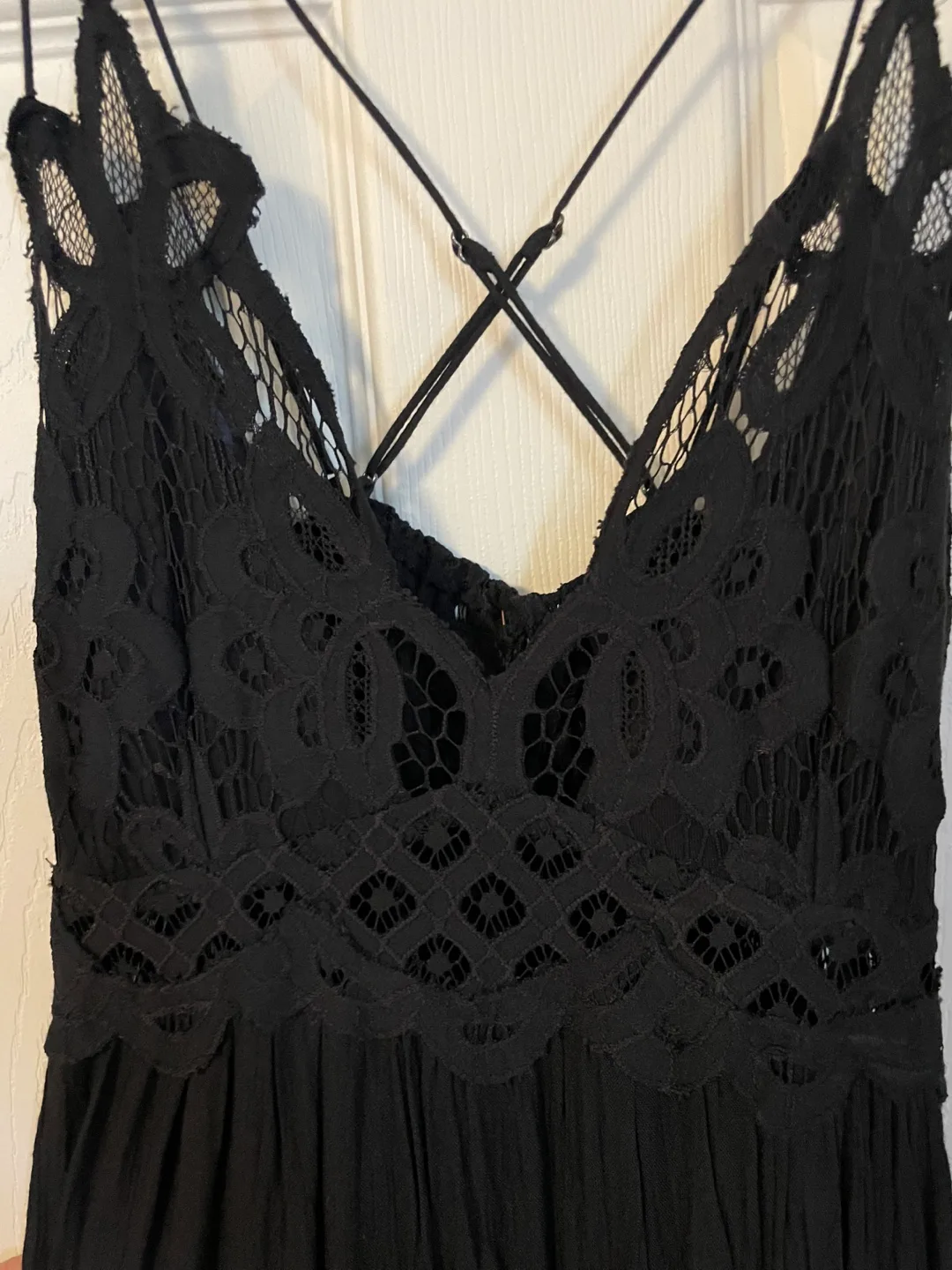 Black Maxi Dress with Lace Detail image indicator(3)