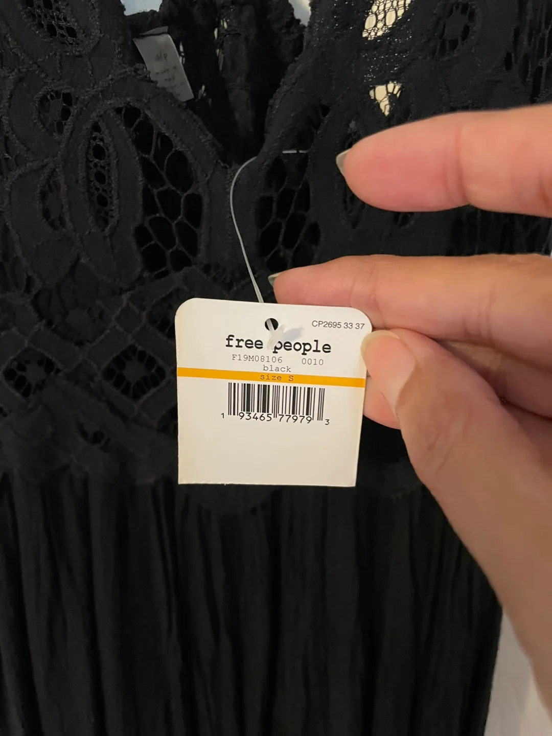 Black Maxi Dress with Lace Detail image indicator(6)