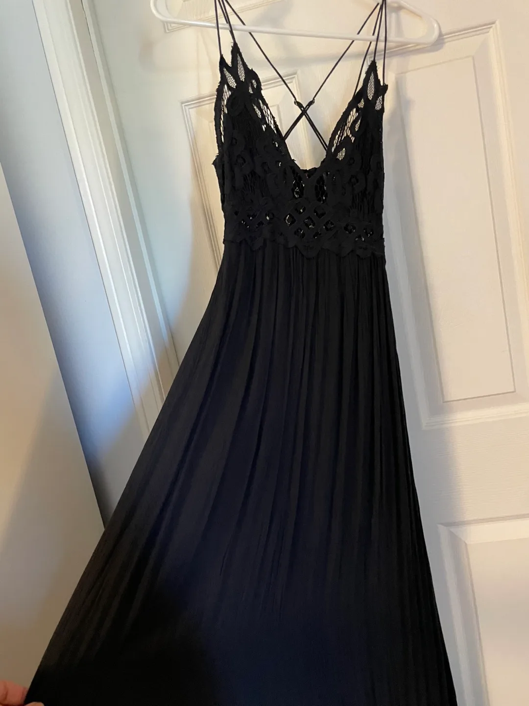 Black Maxi Dress with Lace Detail image indicator(2)