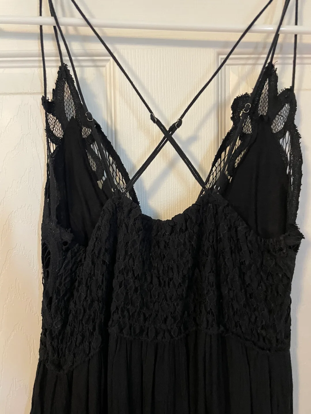 Black Maxi Dress with Lace Detail image indicator(4)