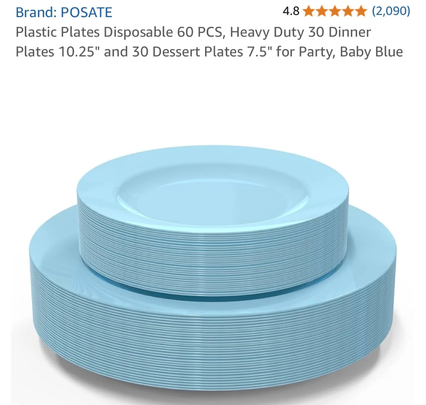 POSATE 60-Piece Light Blue Plastic Plates Set thumbnail