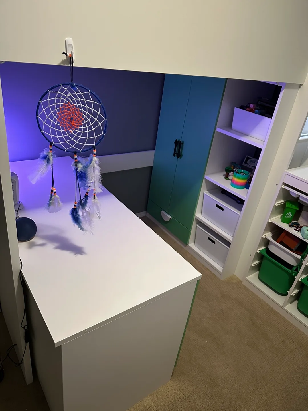 IKEA Loft Bed with Desk - Green thumbnail