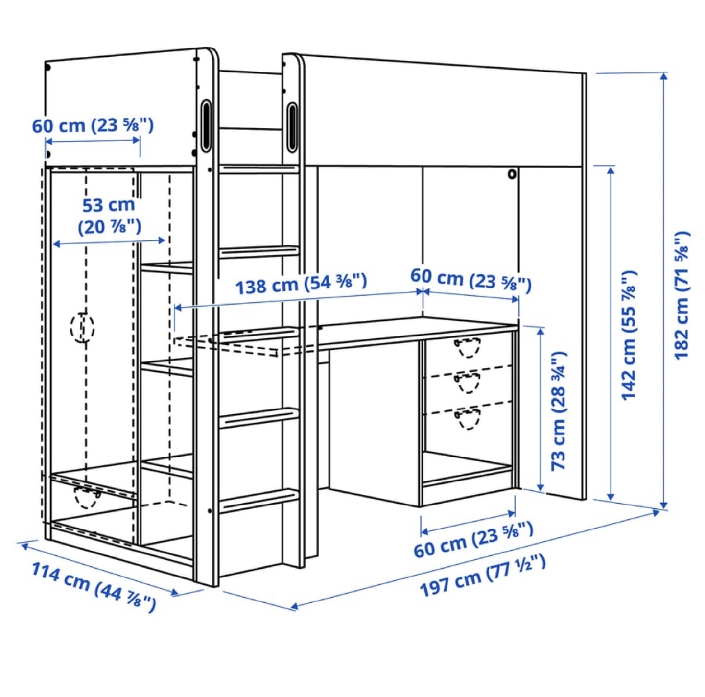 IKEA Loft Bed with Desk - Green - photo 3
