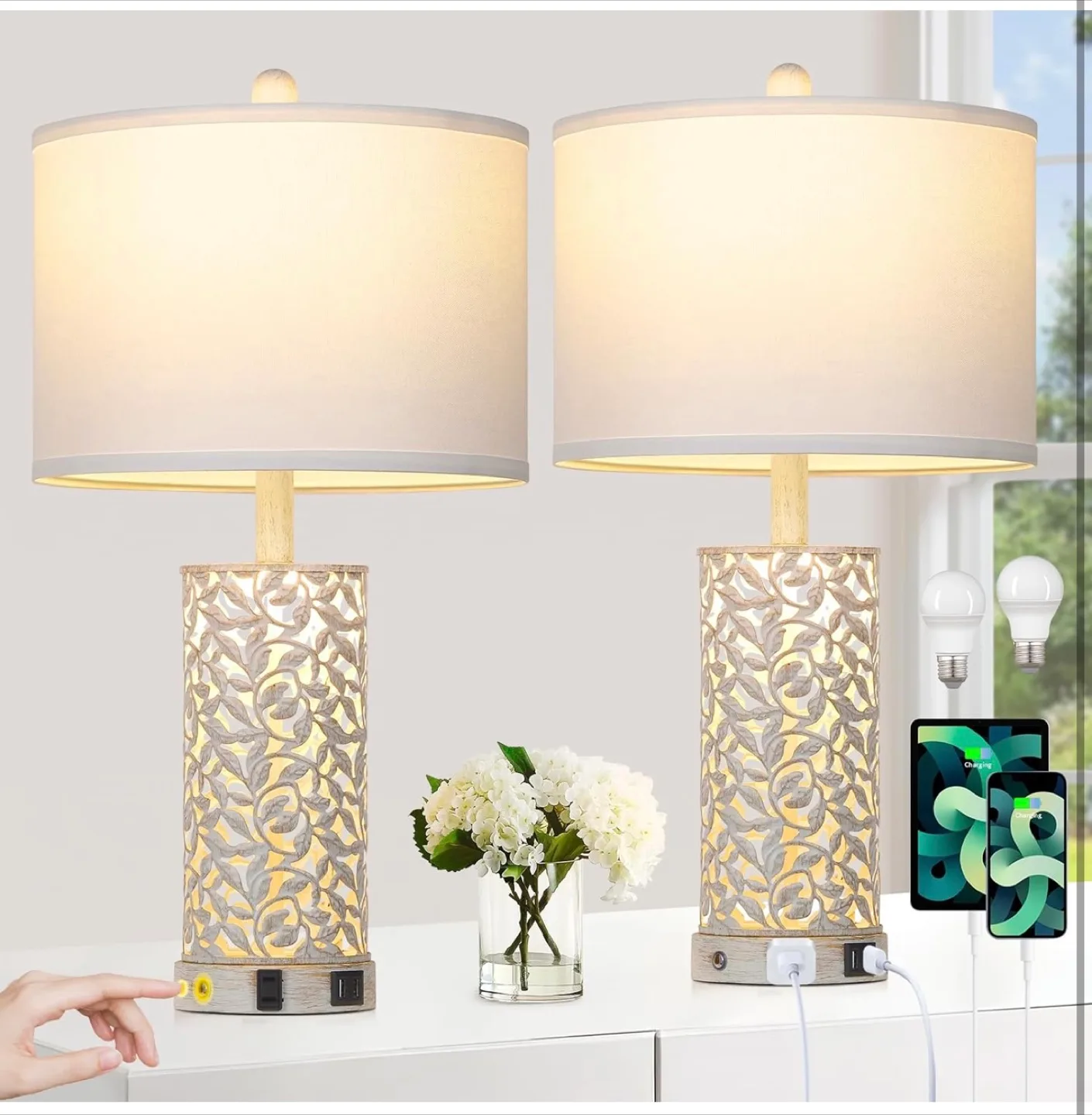 Table Lamps with USB Ports - Set of 2 thumbnail