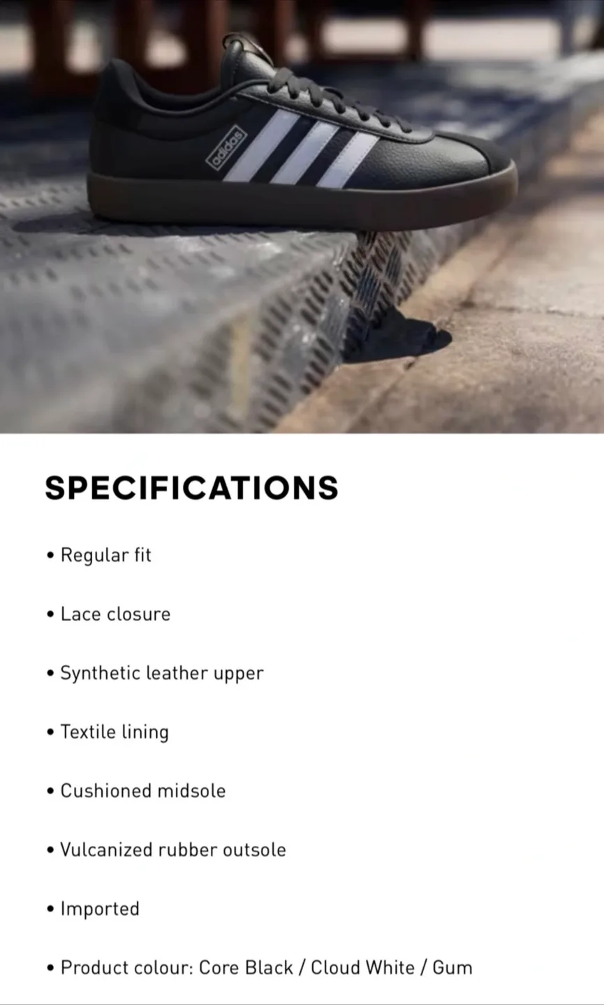 Women’s Adidas Court VL Black/White Sneakers-Size 7.5 image indicator(8)