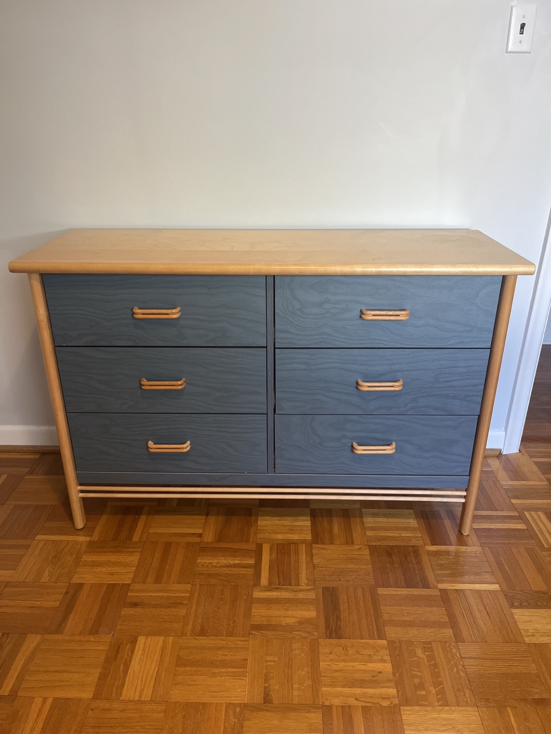 Blue & Wood 6-Drawer Dresser