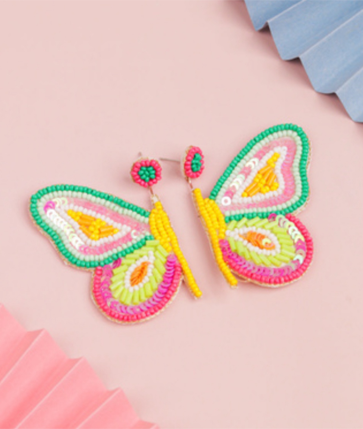🦋 Beaded Butterfly Statement Earrings – Handmade & Vibrant!