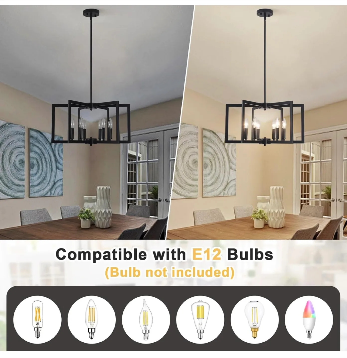 Black Square Frame Chandelier - Modern Style image indicator(6)