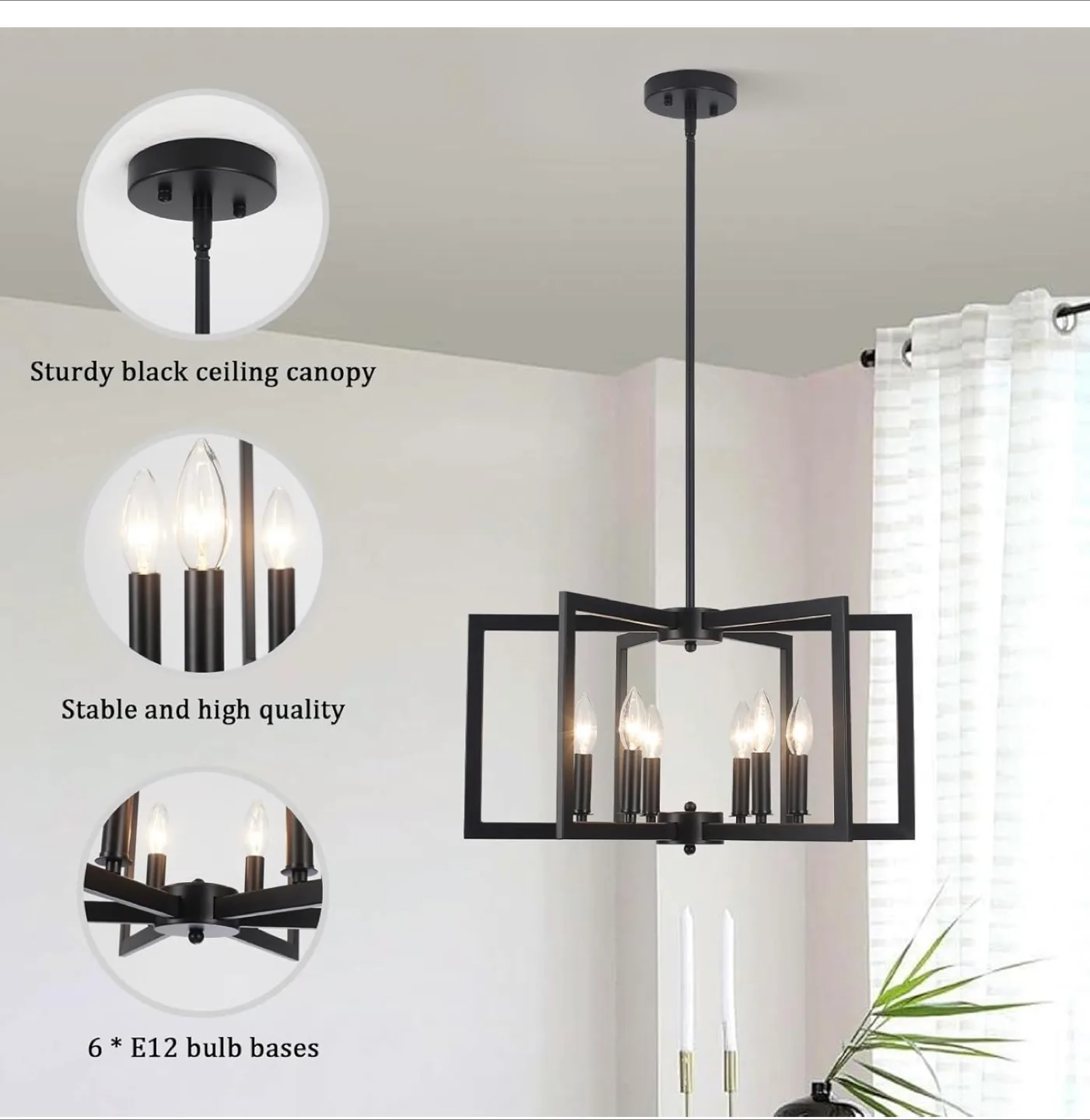 Black Square Frame Chandelier - Modern Style image indicator(3)