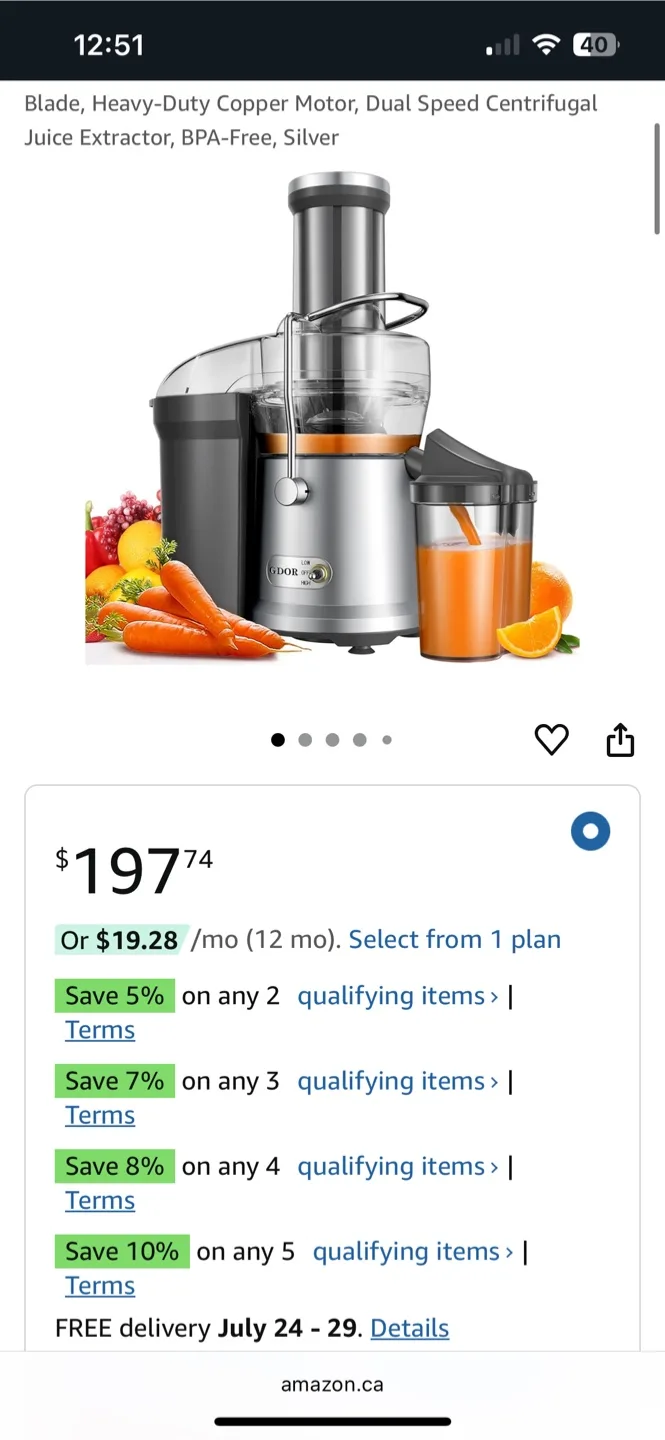 New GDOR Centrifugal Juicer JE2106 thumbnail