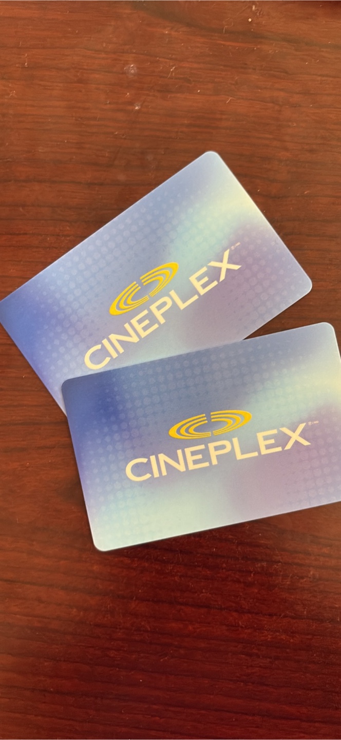 2 cineplex movie gift cards worth $50 total