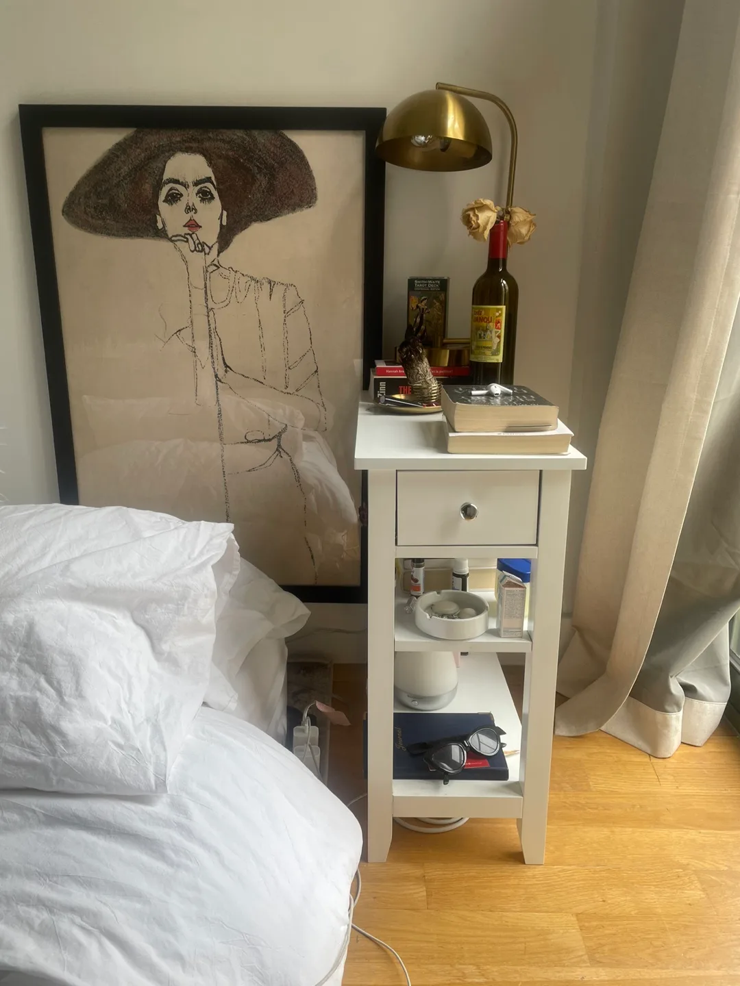 White End Table with Drawer & Shelves - Need out ASAP thumbnail
