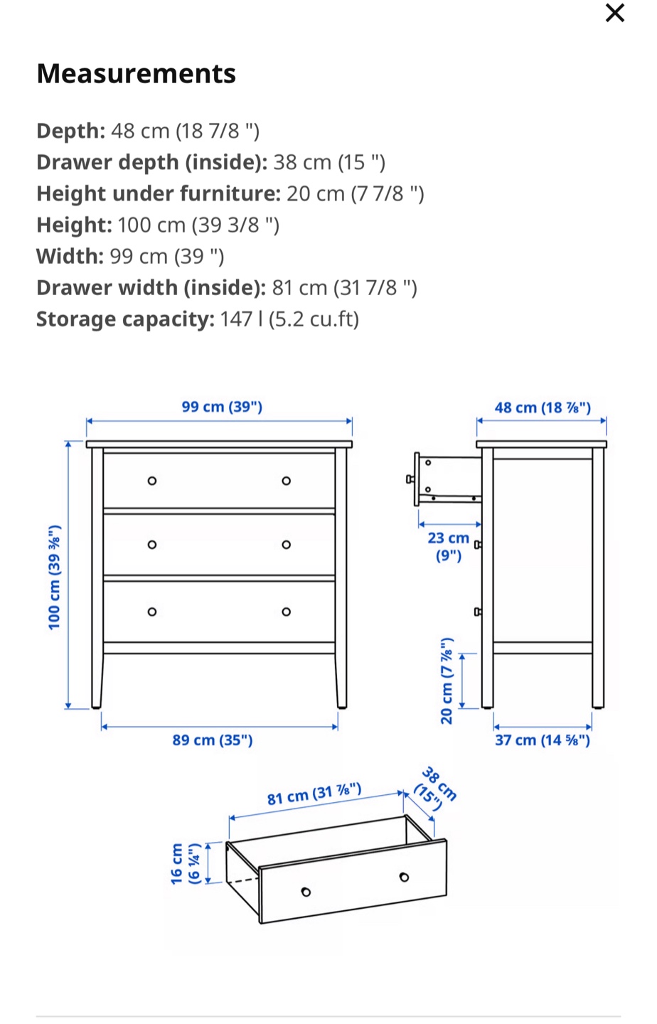 IKEA Hemnes White 3-Drawer Dresser - photo 2