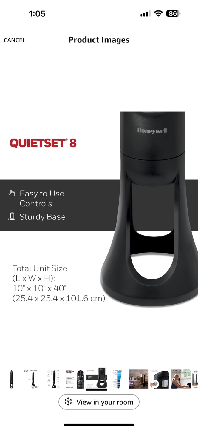 Honeywell QuietSet 8 Whole Room Tower Fan HYF290BC - photo 5