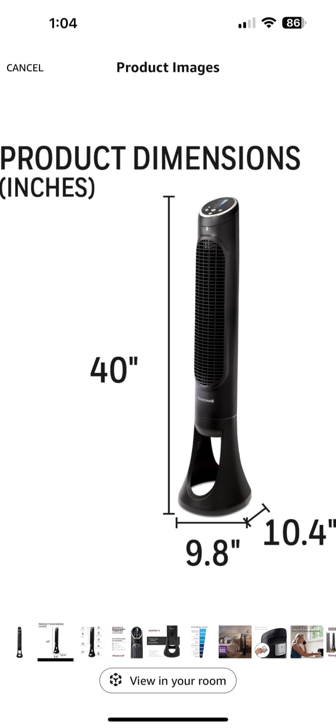 Honeywell QuietSet 8 Whole Room Tower Fan HYF290BC - photo 2