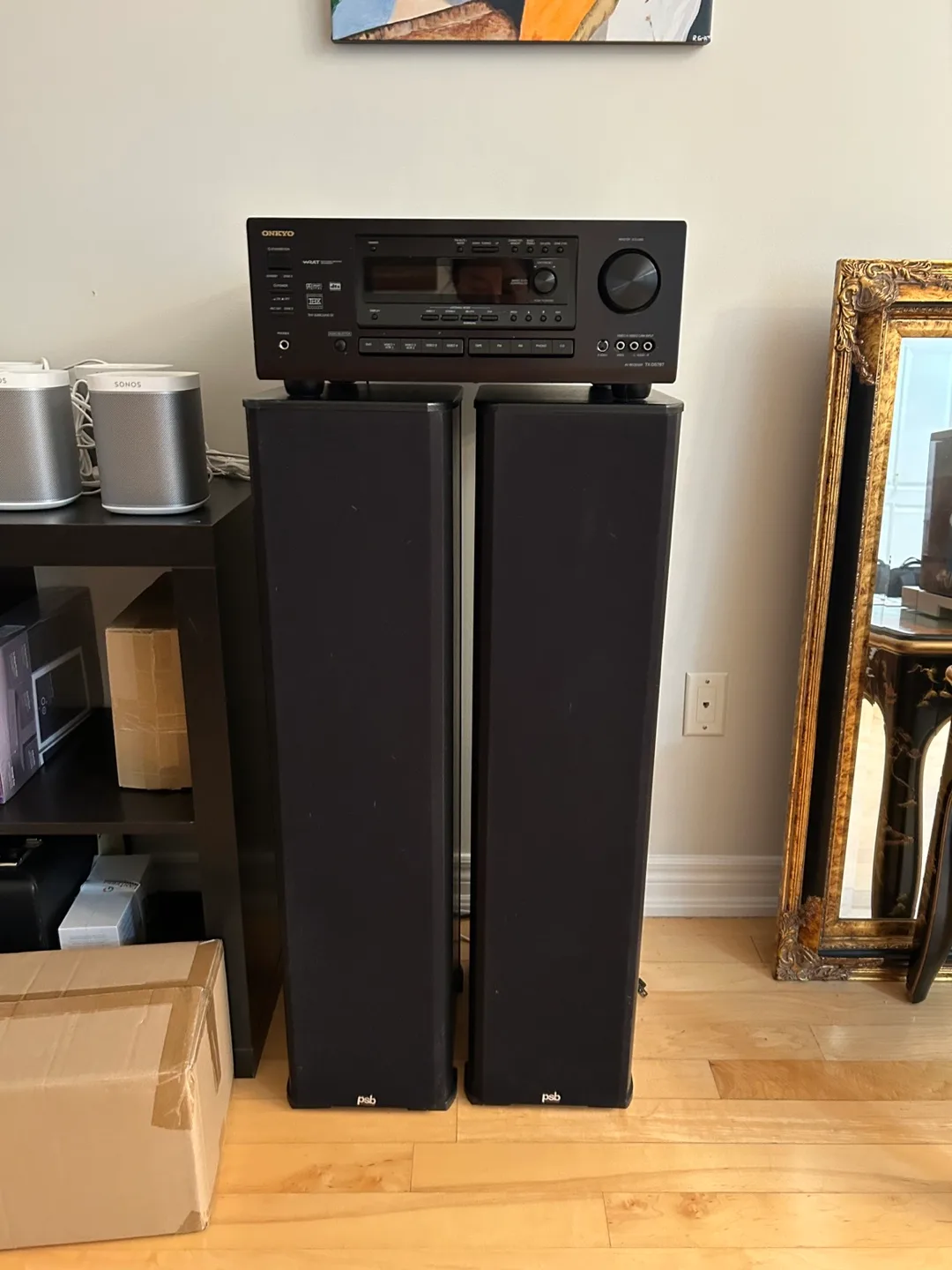 Onkyo AV Receiver TX-DS787 + PSB Stratus Bronze Speakers (x2) thumbnail