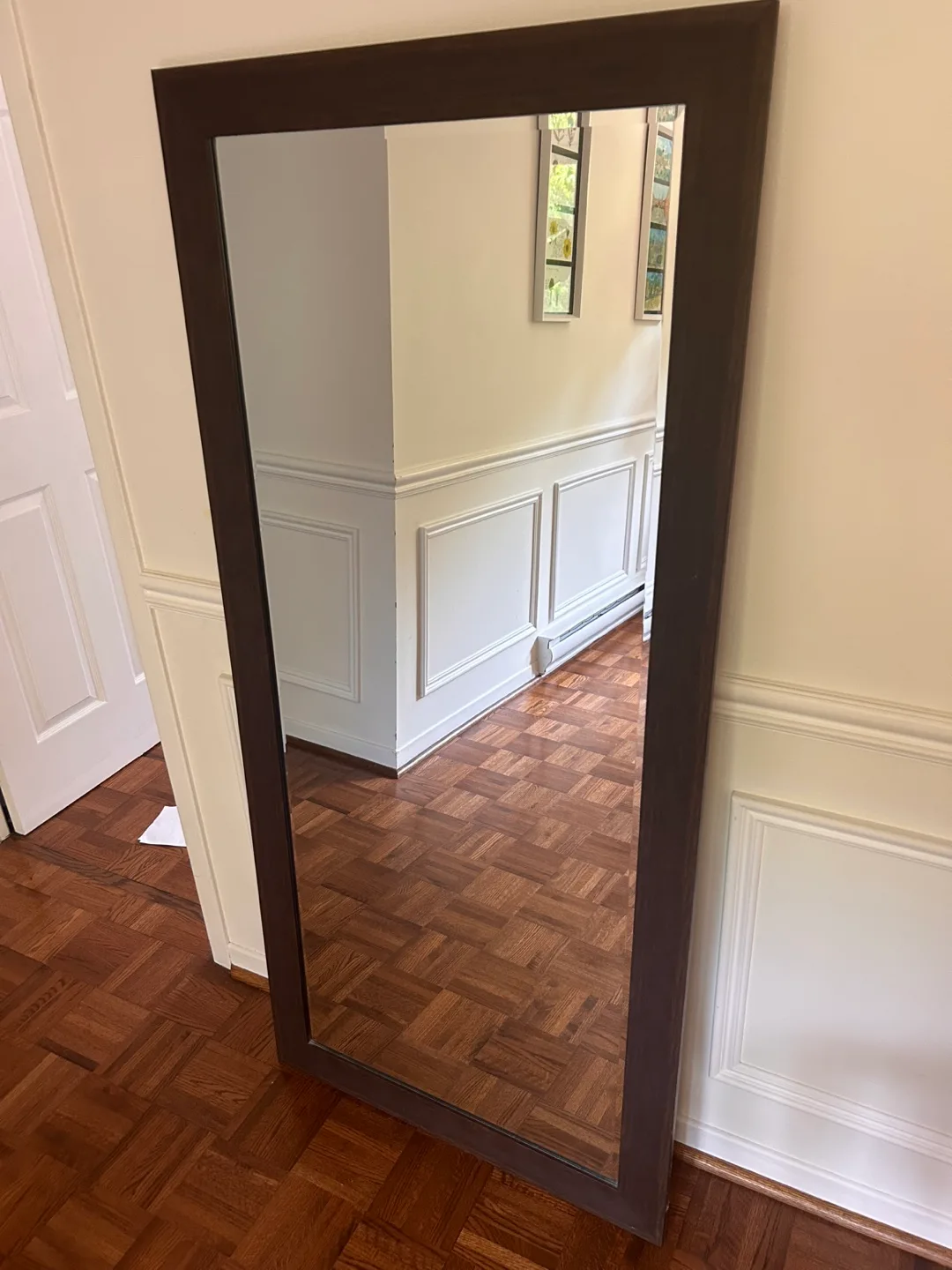 Large Brown Framed Mirror thumbnail