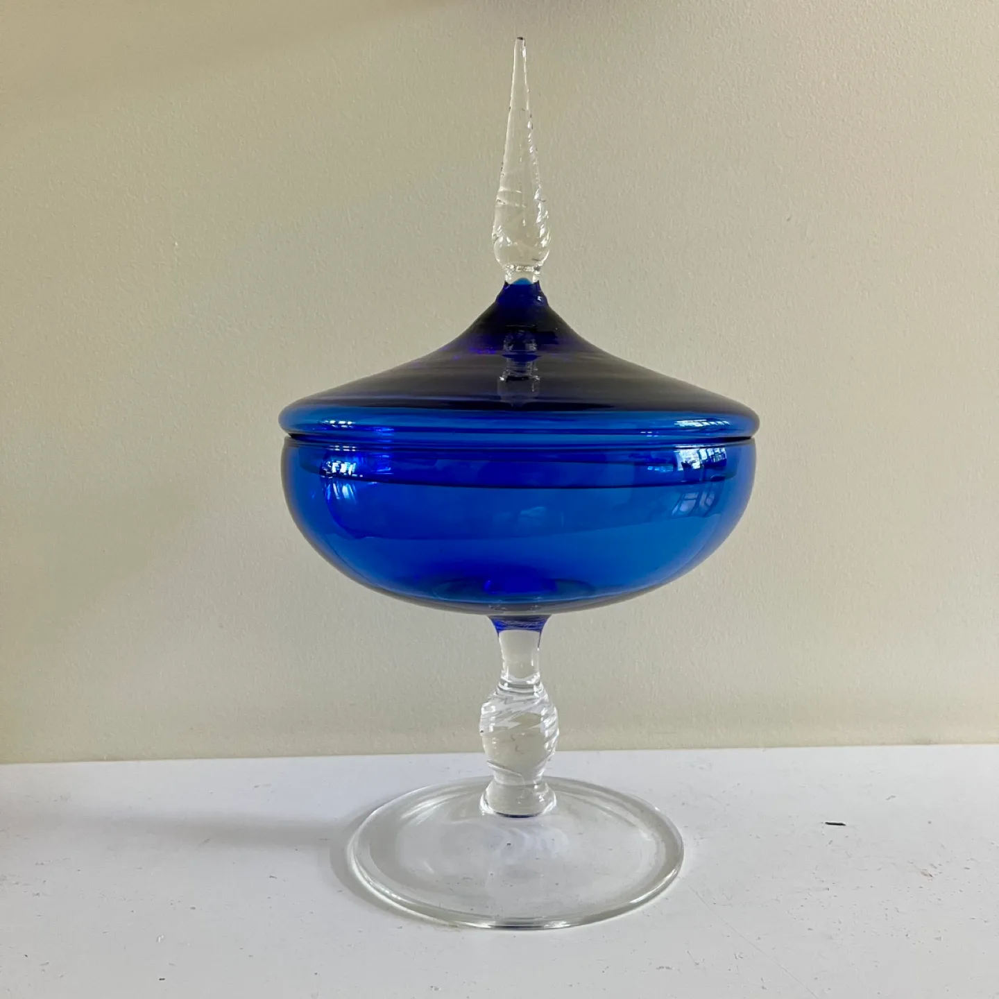 Mid-Century Cobalt Blue Glass Candy Dish thumbnail