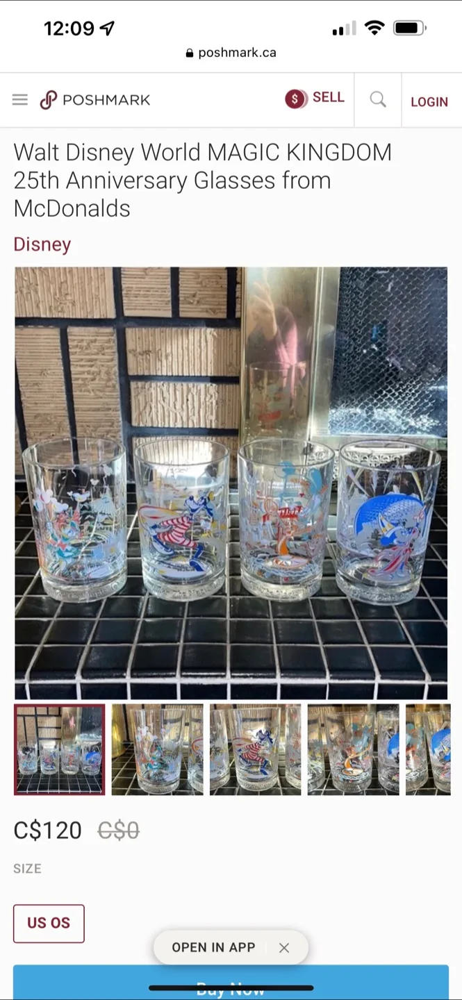 Disney Walt Disney World 25th Anniversary McDonald's Glasses thumbnail
