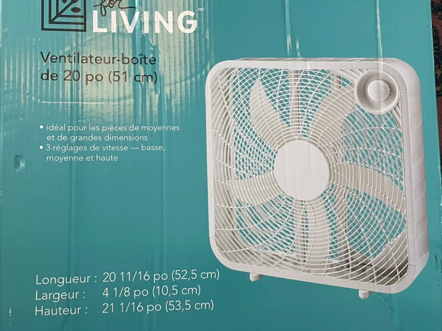 for LIVING 20" Box Fan - White image indicator(4)