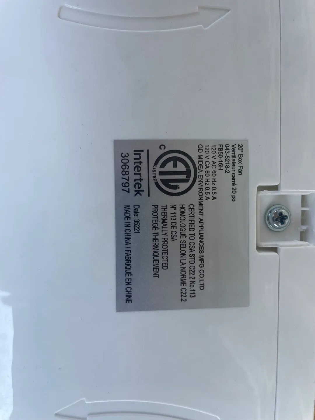 for LIVING 20" Box Fan - White image indicator(3)