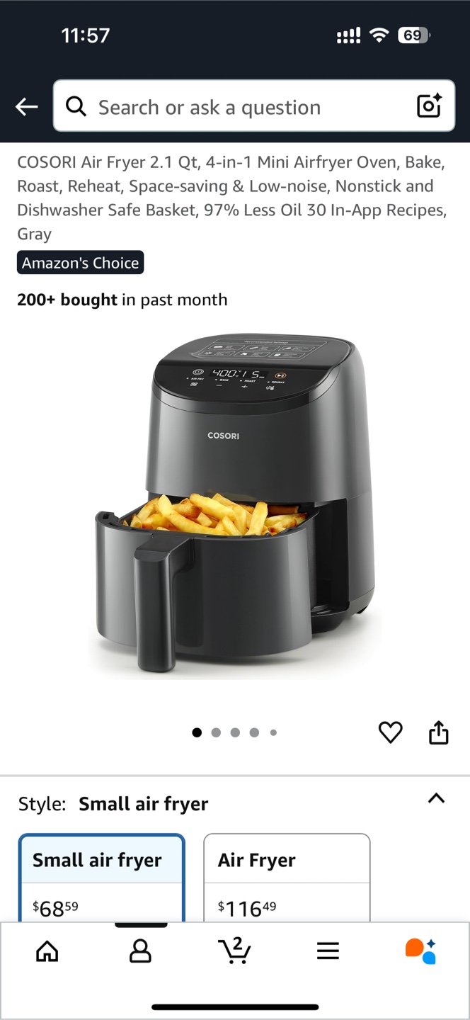 Cosori Lite 2.0-Litre Mini Air Fryer - photo 2