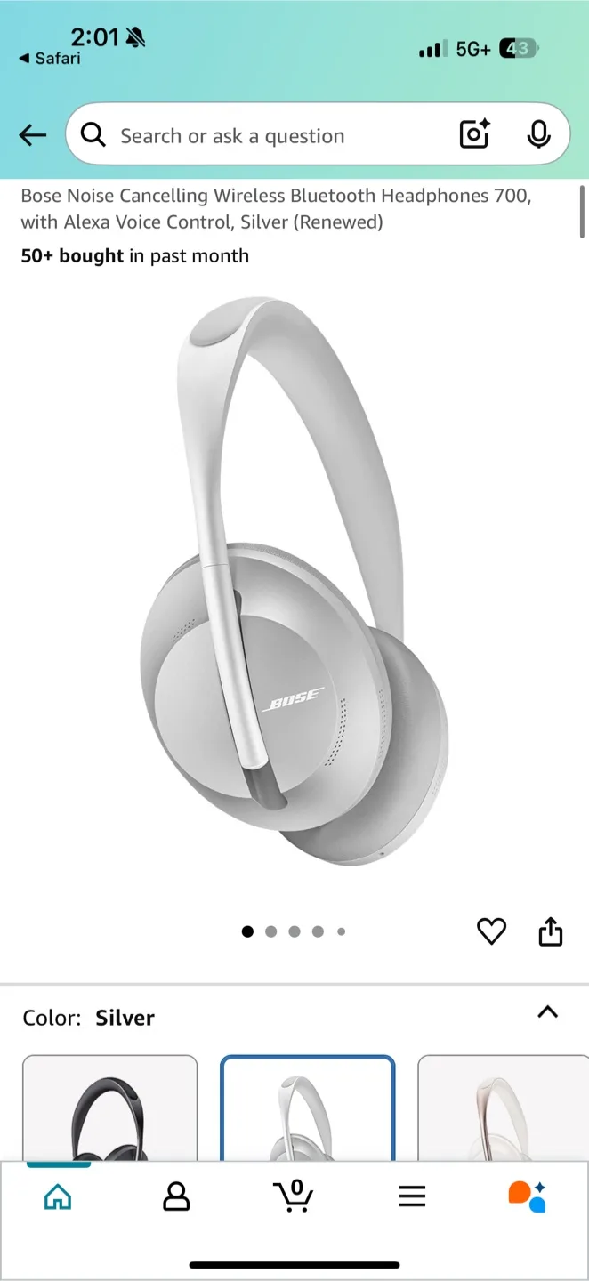 Bose Noise Cancelling Headphones 700 - Silver thumbnail