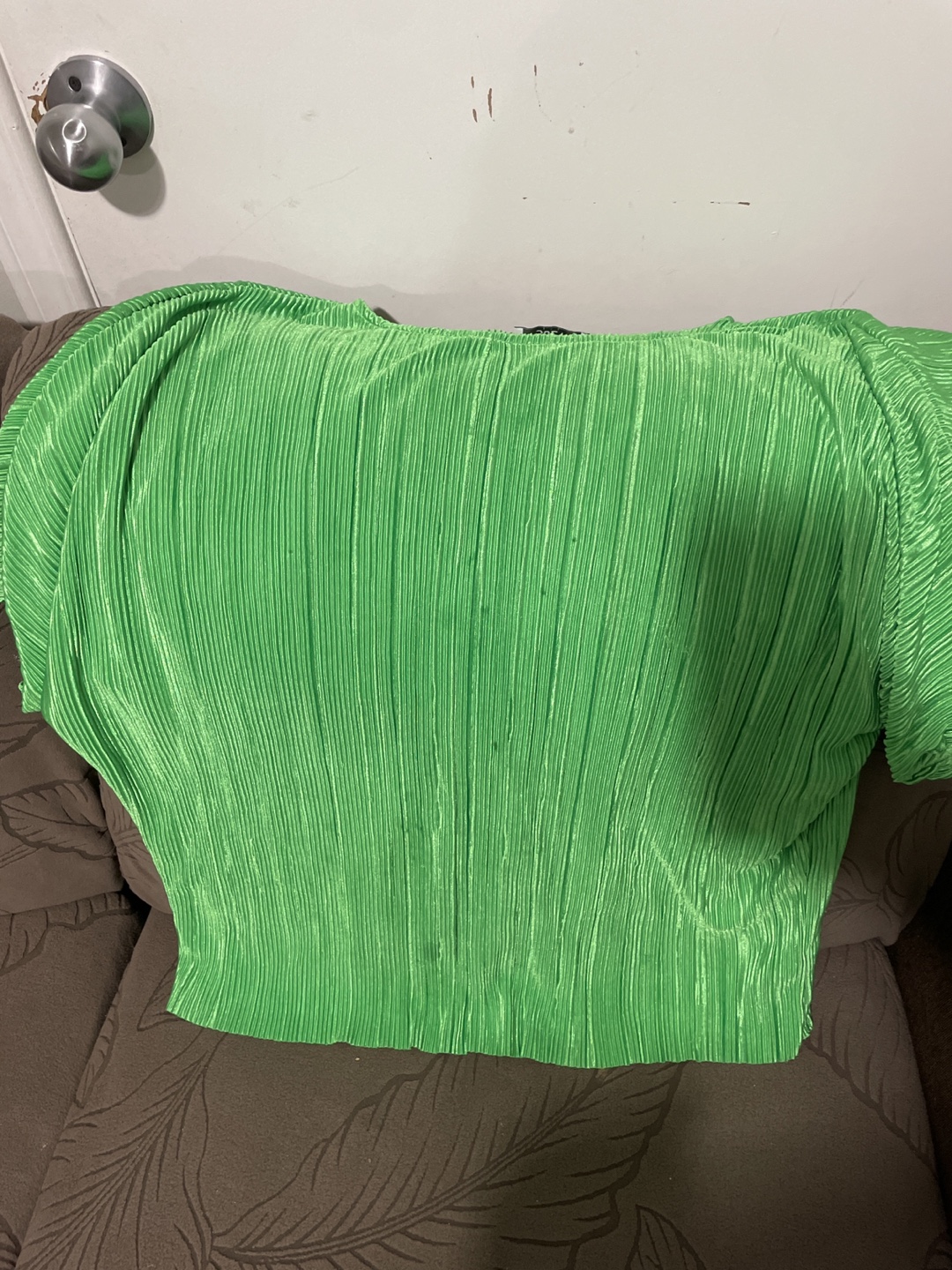 Suzy Shier Green Pleated Top