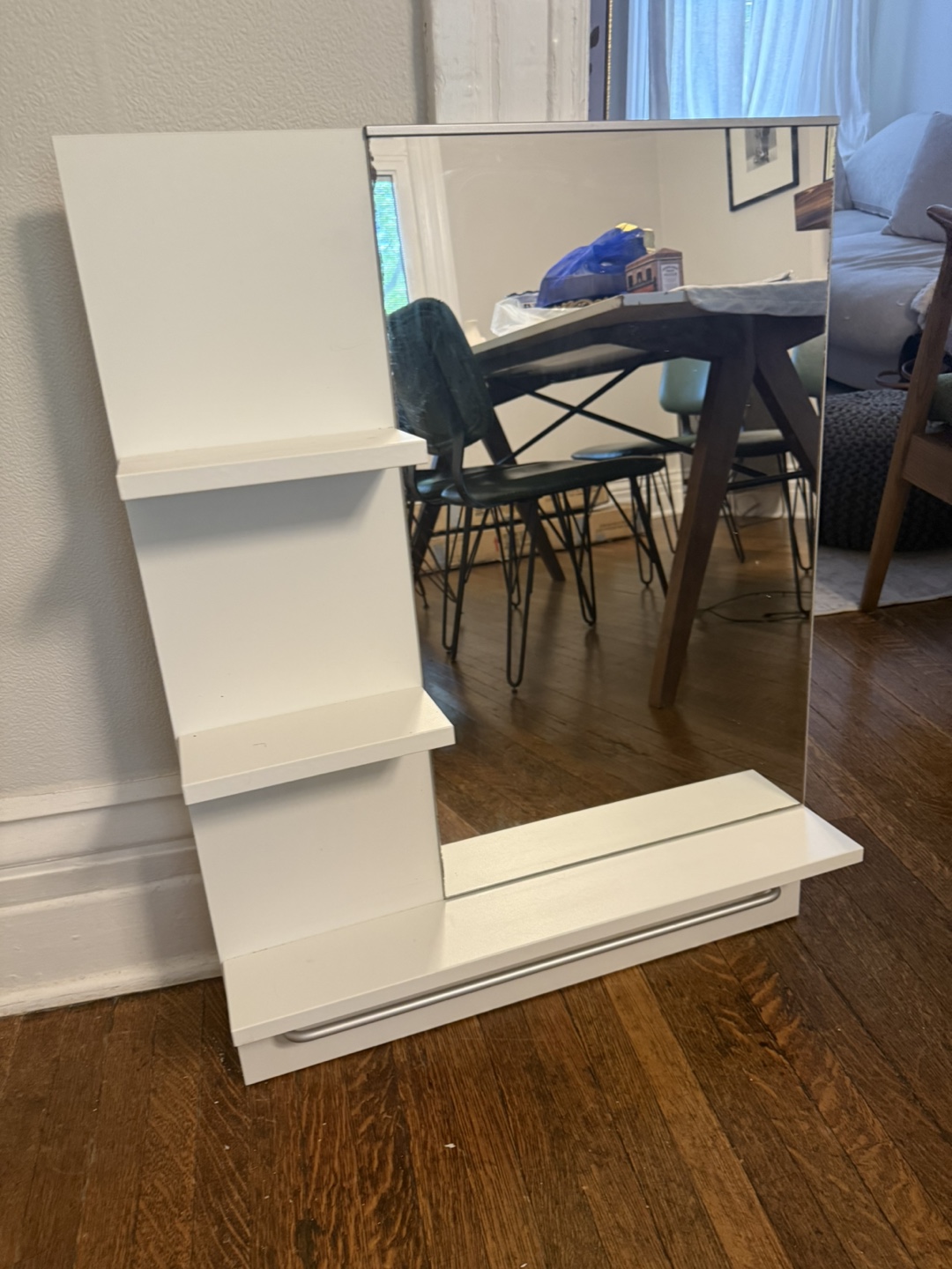 White Wall Mirror with Shelves - photo 3