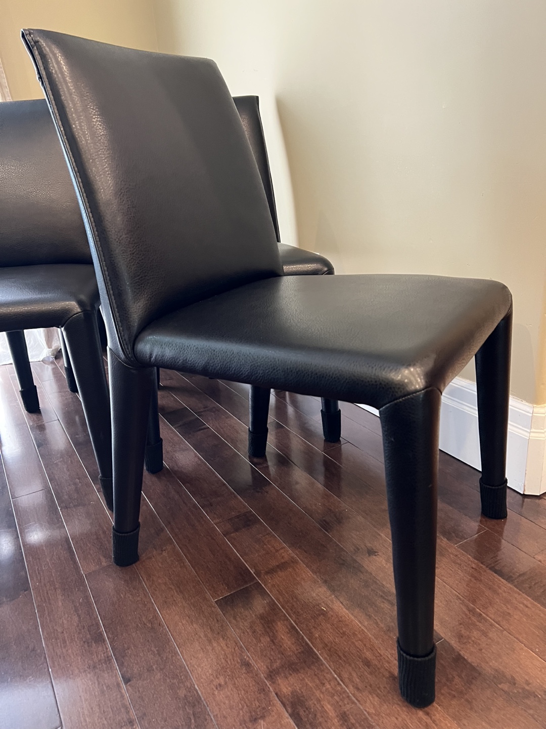 Set of 6 Black Leather Dining Chairs - photo 3