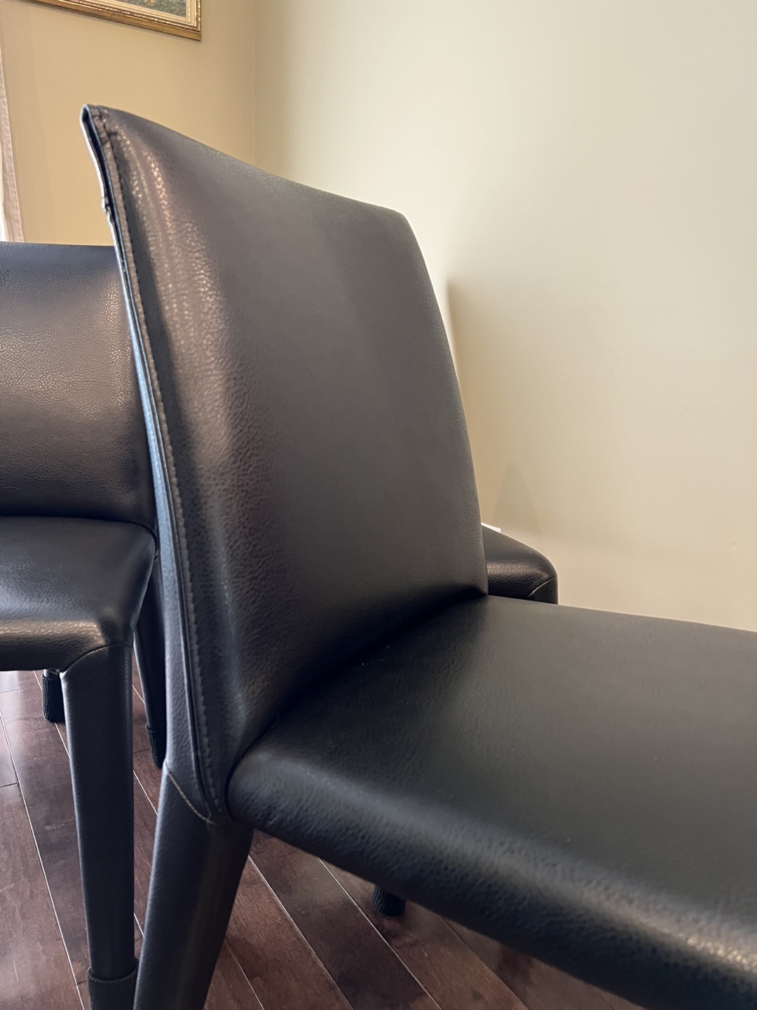 Set of 6 Black Leather Dining Chairs - photo 4