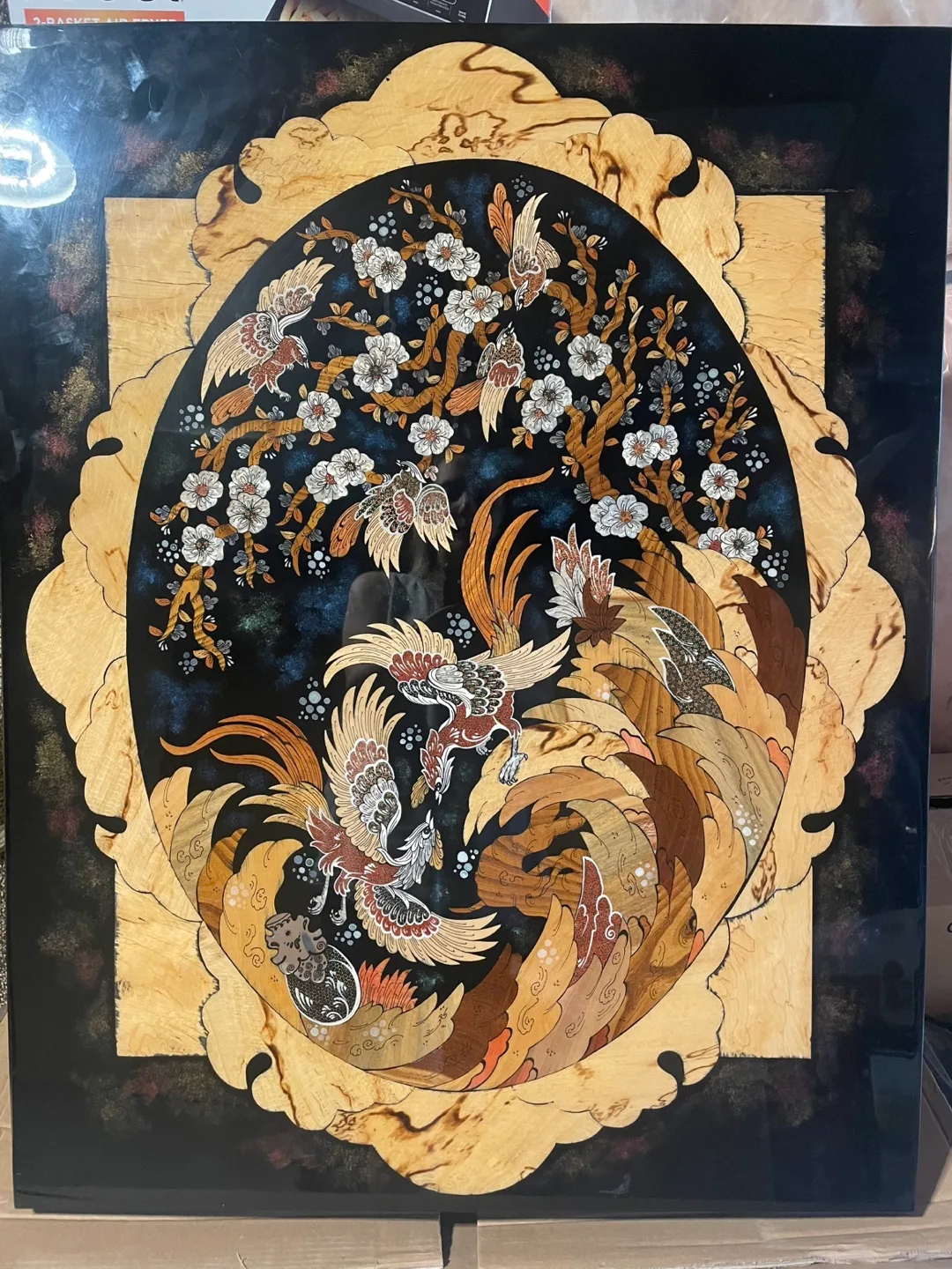 Vintage Marquetry Panel with Birds and Flowers thumbnail