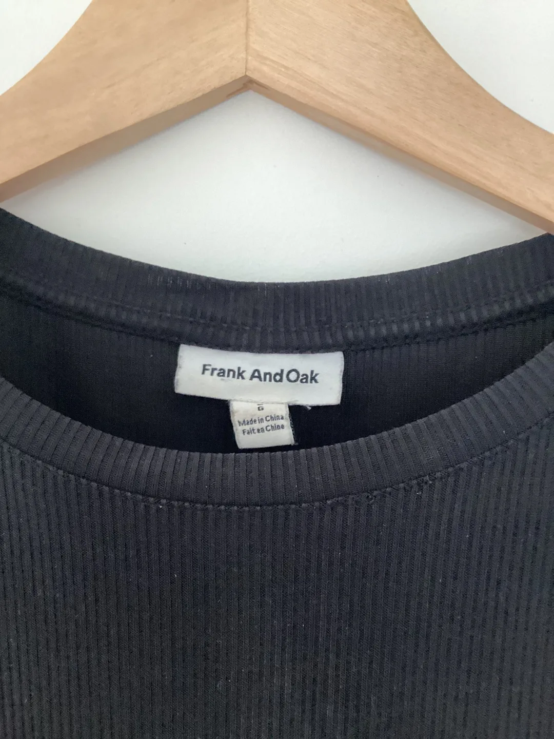 Frank and Oak Black Ribbed T-Shirt - Size L image indicator(2)
