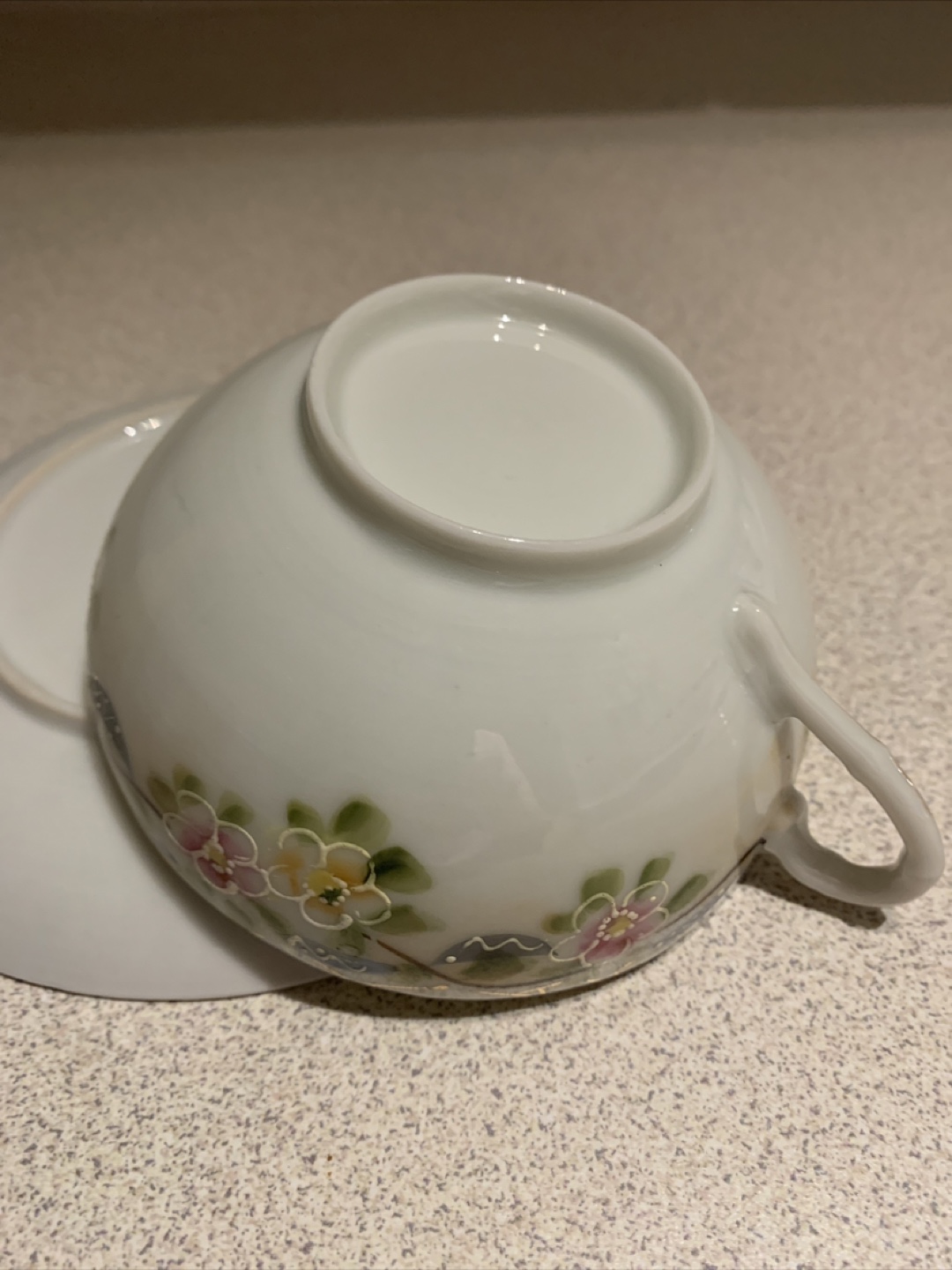 Hand Painted Antique Floral Tea Cup and Saucer Set - photo 2
