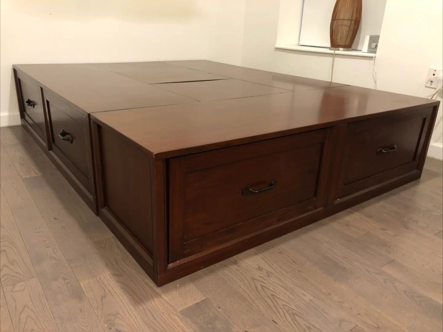 Pottery Barn Stratton Storage Queen Bed Dark Brown thumbnail