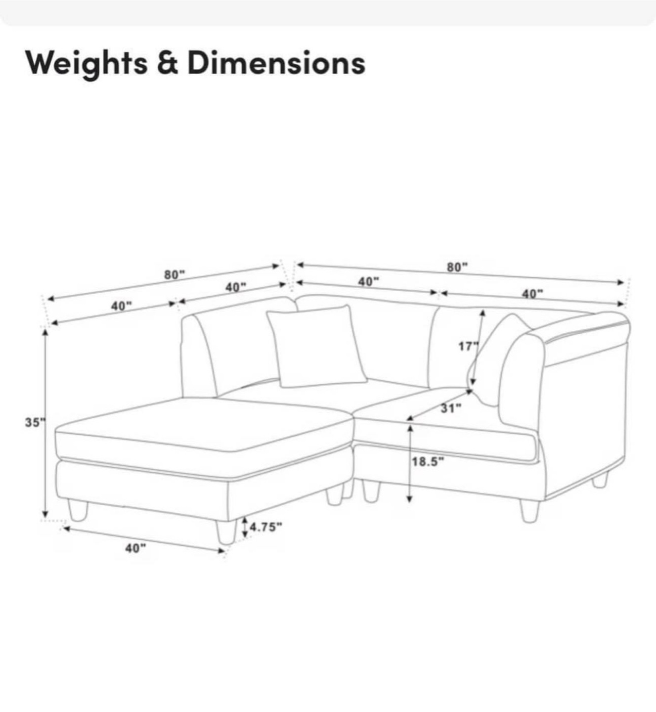 Corduroy Sectional Sofa with Ottoman - photo 3