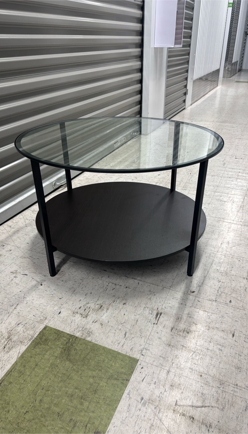 Ikea Round Glass Coffee Table - Black