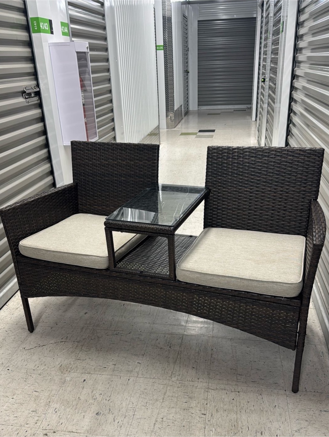 Balcony Wicker Loveseat with Glass Table - photo 2
