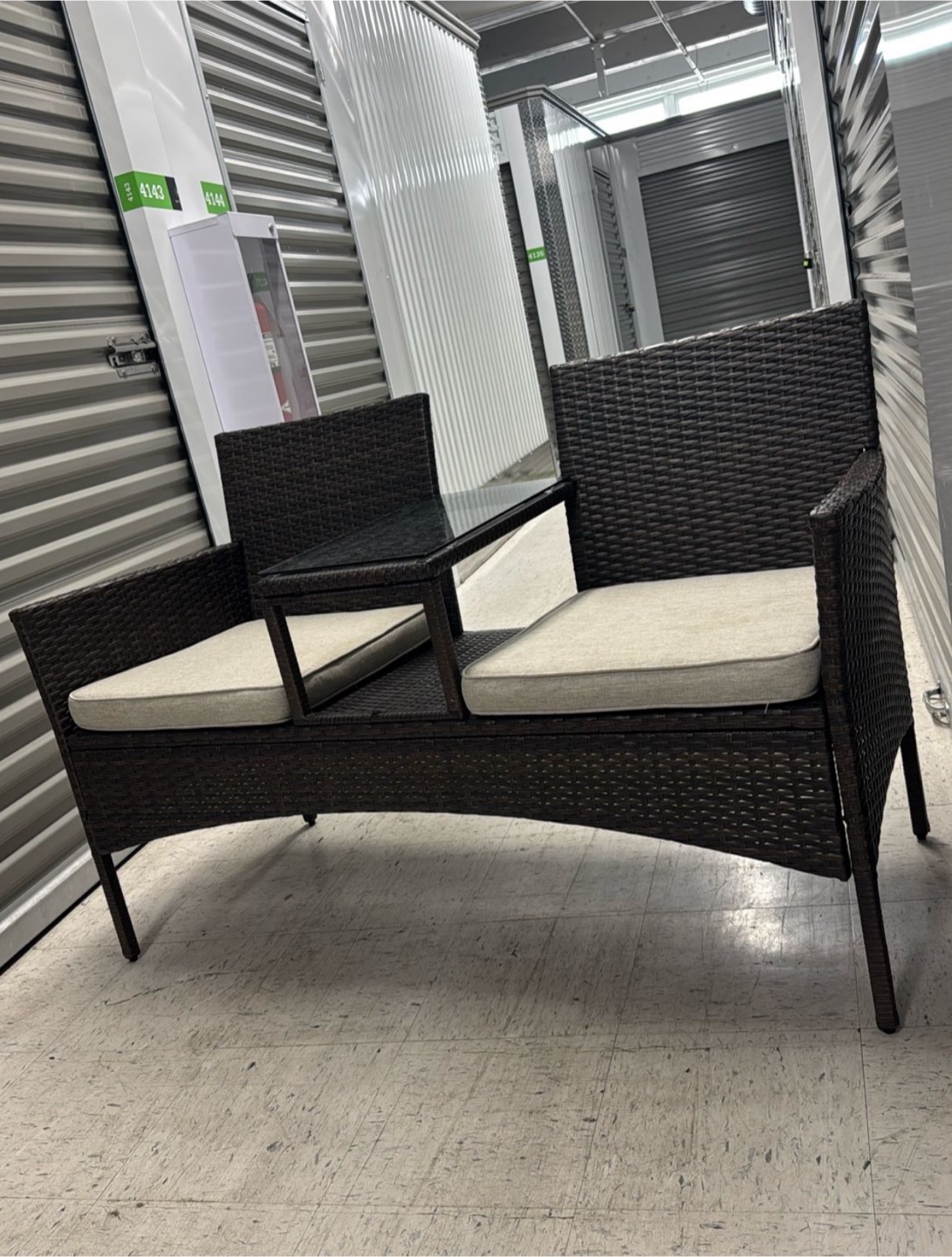 Balcony Wicker Loveseat with Glass Table - photo 4