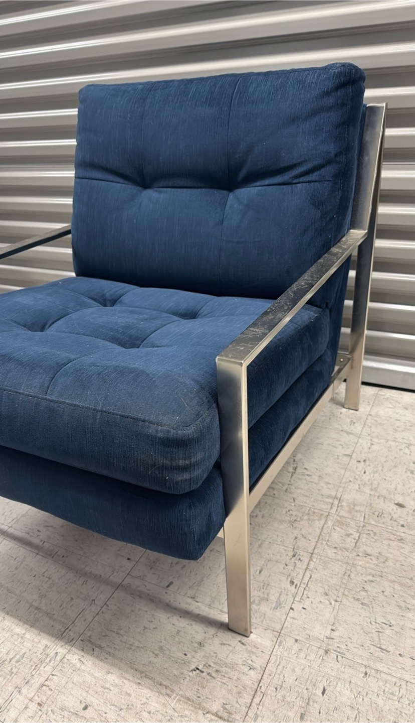 Ikea Blue Armchair with Metal Frame - photo 5