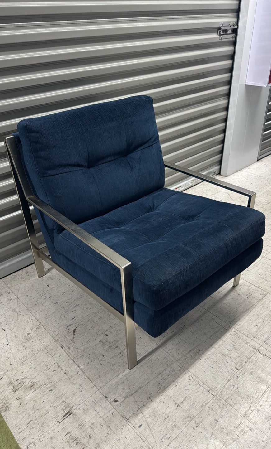 Ikea Blue Armchair with Metal Frame - photo 2
