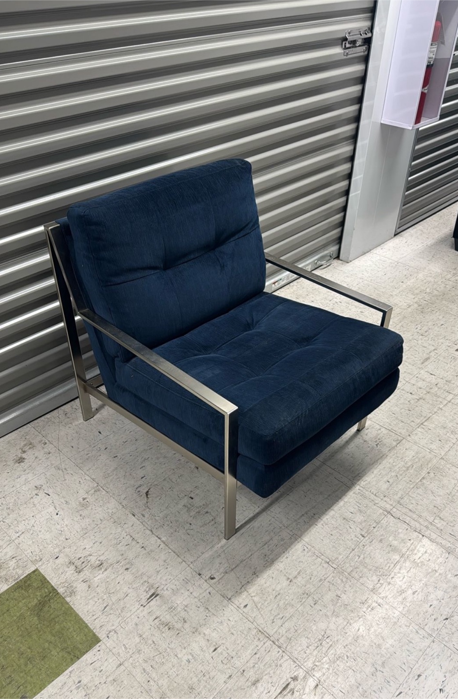 Ikea Blue Armchair with Metal Frame