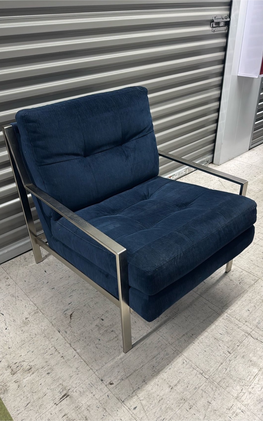 Ikea Blue Armchair with Metal Frame - photo 3