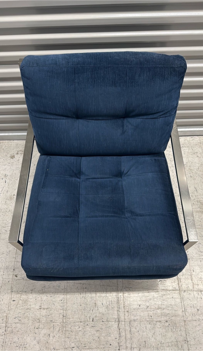 Ikea Blue Armchair with Metal Frame - photo 4